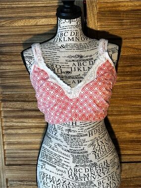 Catherine’s Red Floral Lace-Trim Bralette Top - 46D